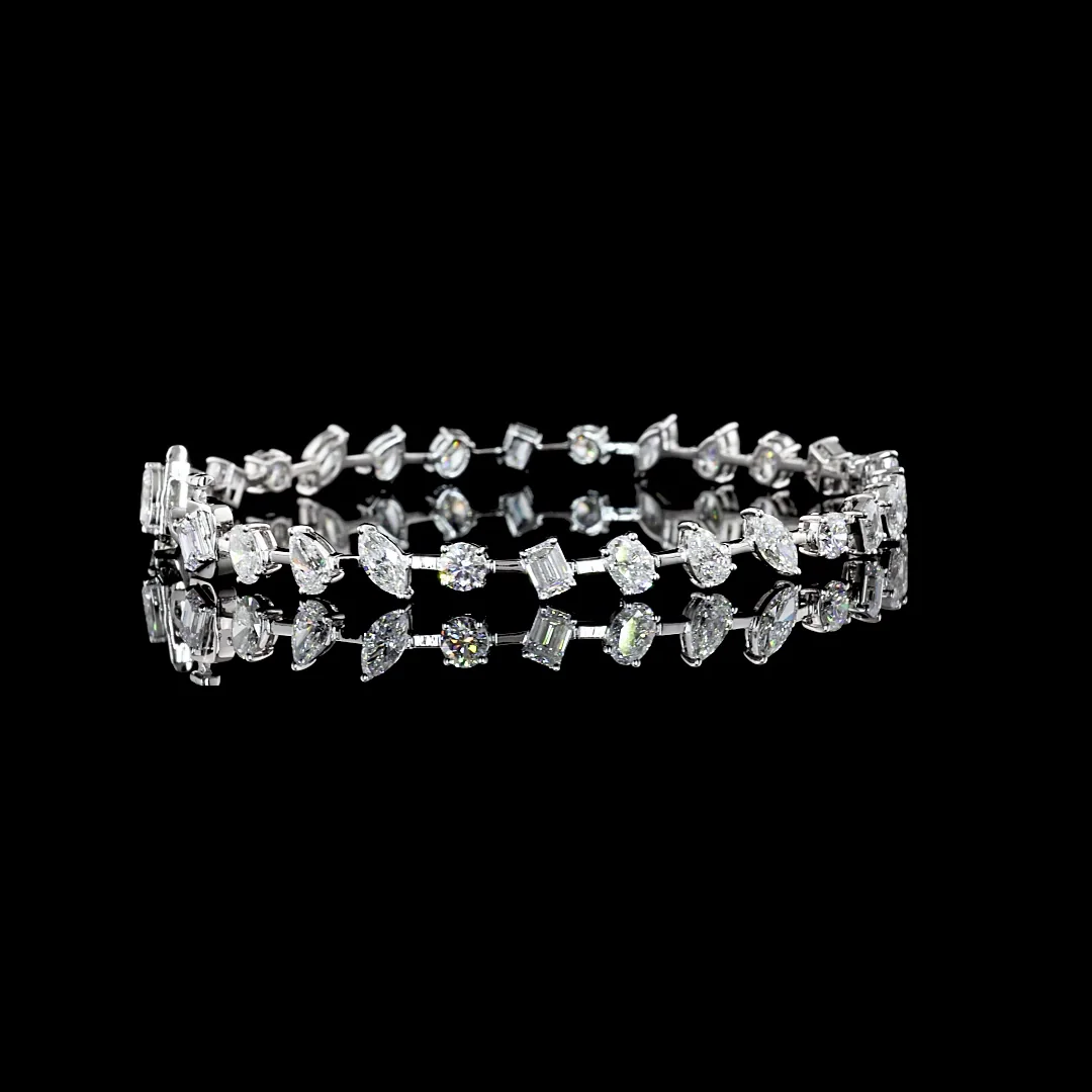 7.3 Cts 14k White Gold Mix Shape Tennis Bracelet