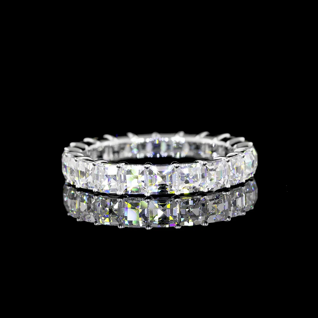 3.36 Cts 14k White Gold Antique Asscher Shape Eternity Band Eternity Band