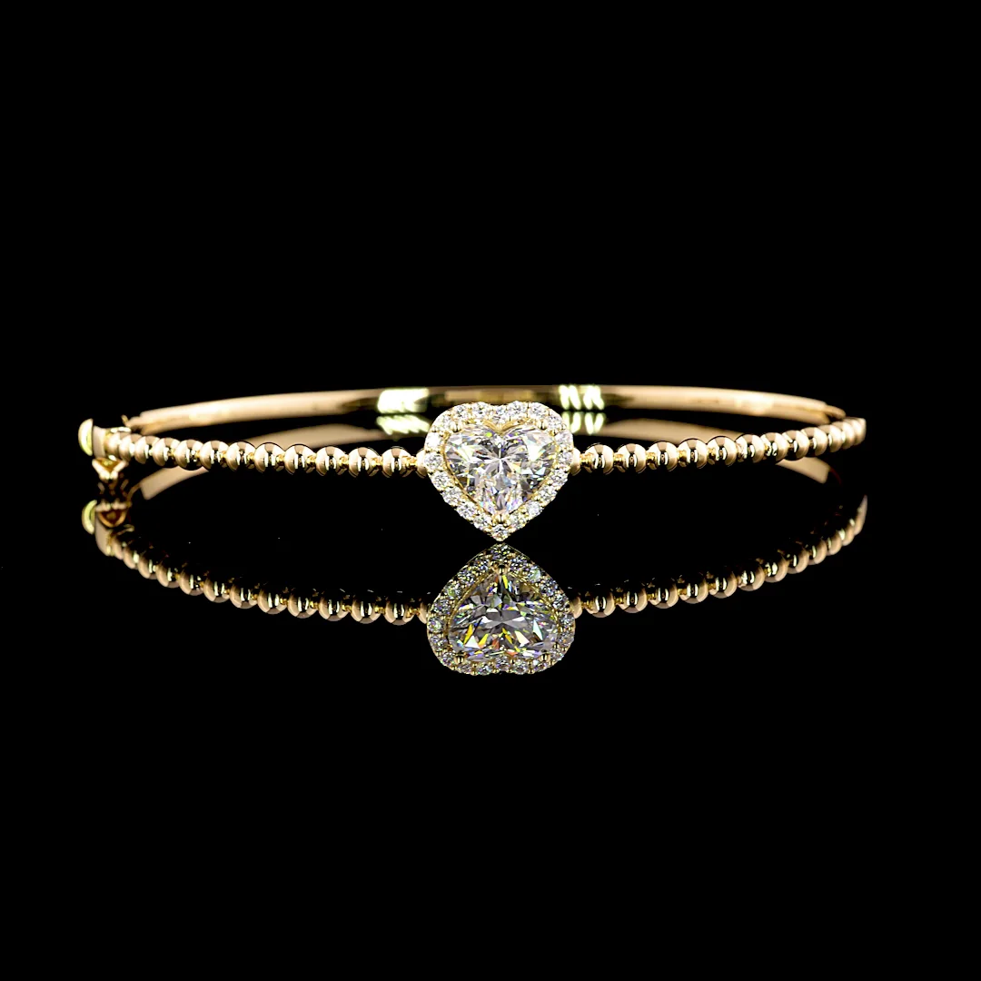 1.69 Cts 14k Yellow Gold Heart Shape Bangles Bracelet