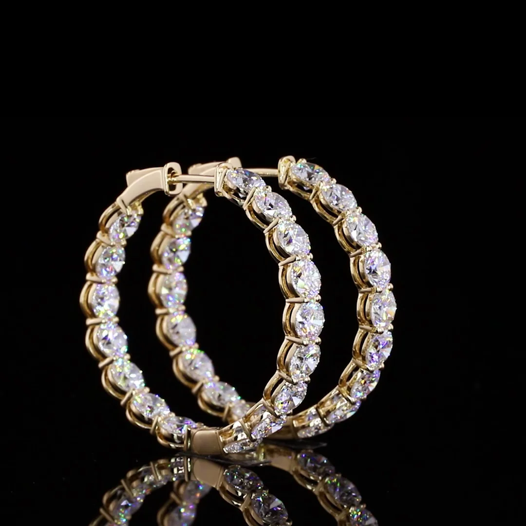8.32 Cts 18k Yellow Gold Round Shape Hoops Earring
