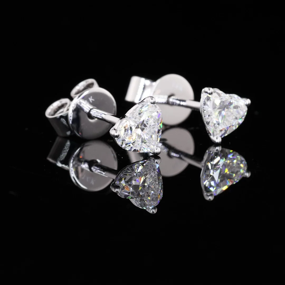0.72 Cts 14k White Gold Heart Shape Studs Earring