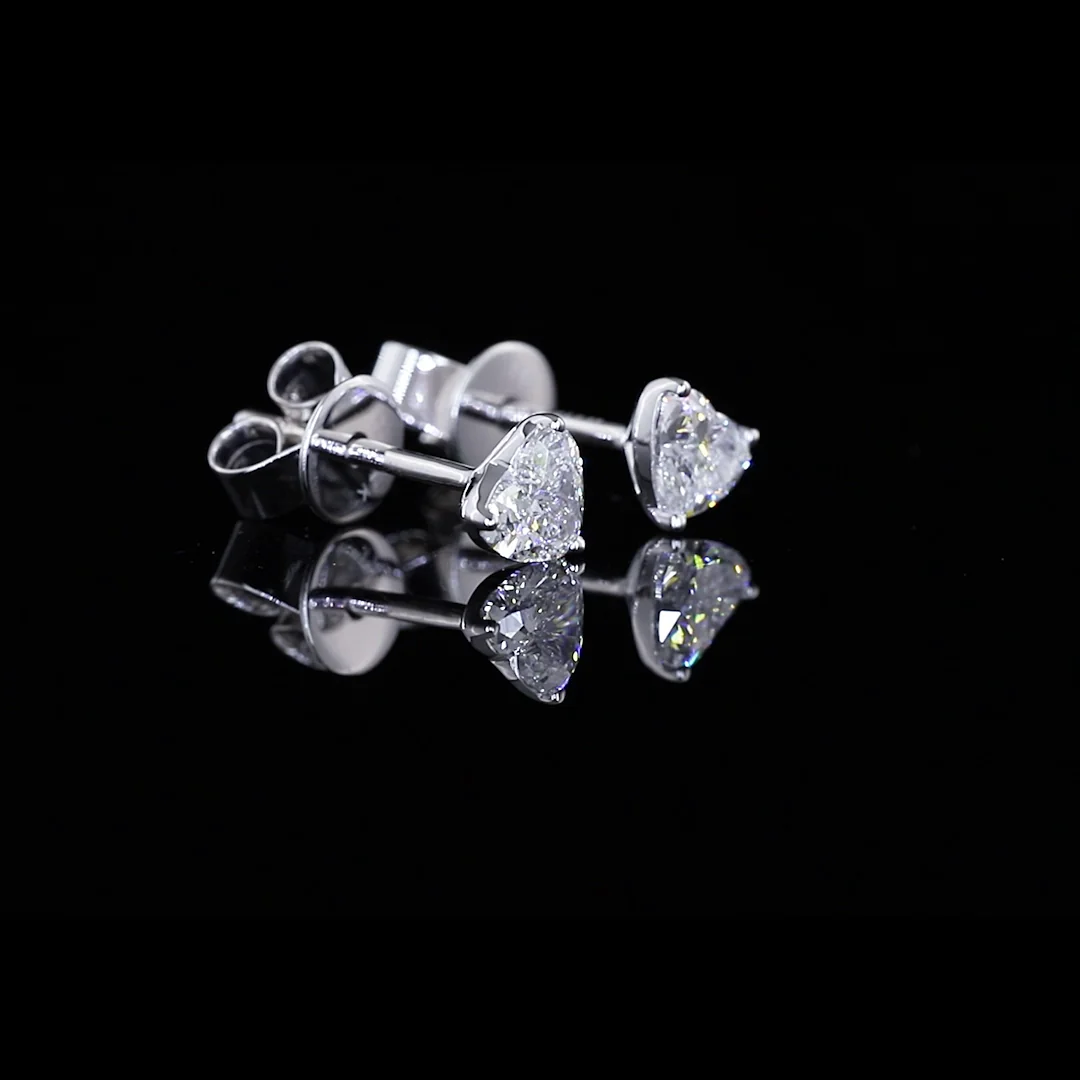 0.59 Cts 14k White Gold Heart Shape Studs Earring