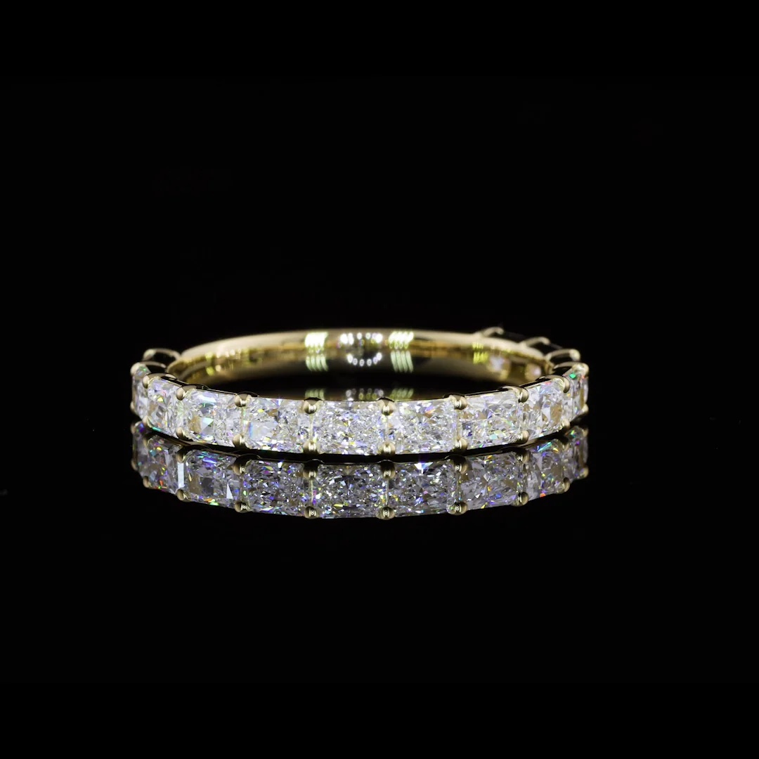 1.22 Cts 14k Yellow Gold Radiant Shape Half Eternity Eternity Band