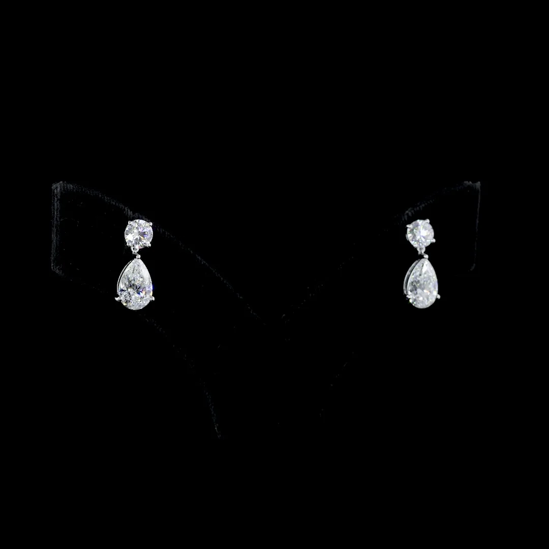 5.05 Cts 14k White Gold Mix Shape Hanging Earring