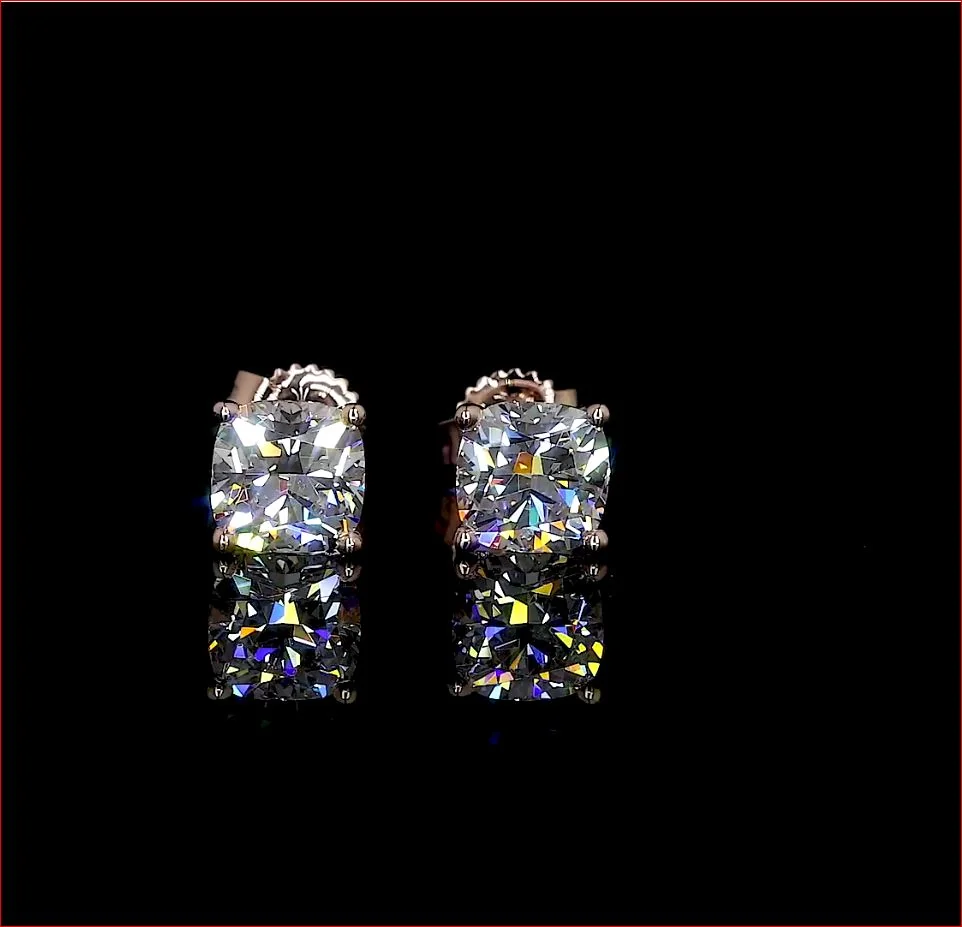 1.49 Cts 14k Rose Gold Cushion Shape Studs Earring