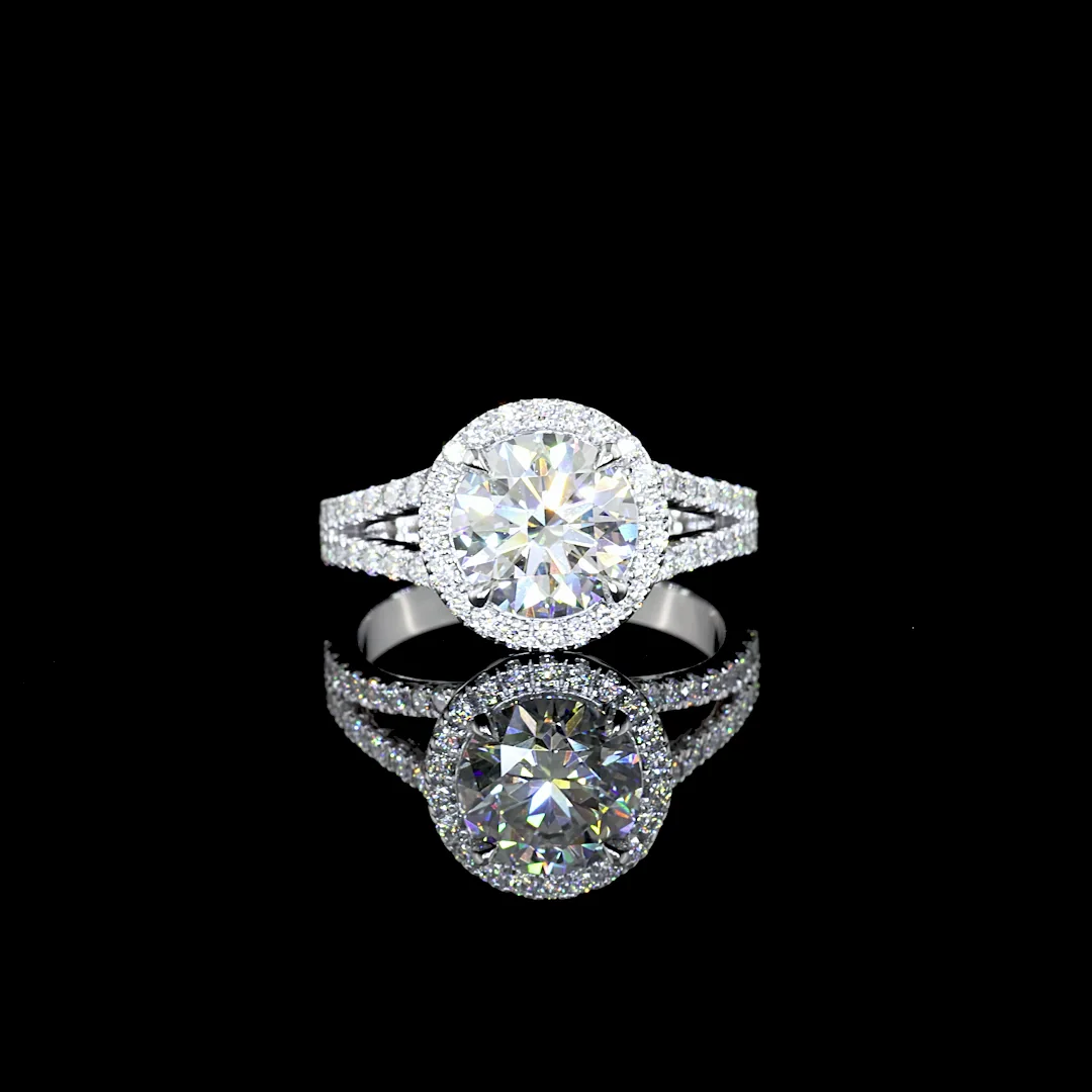 9.17 Cts 14k White Gold Round Shape Split Shank Ring