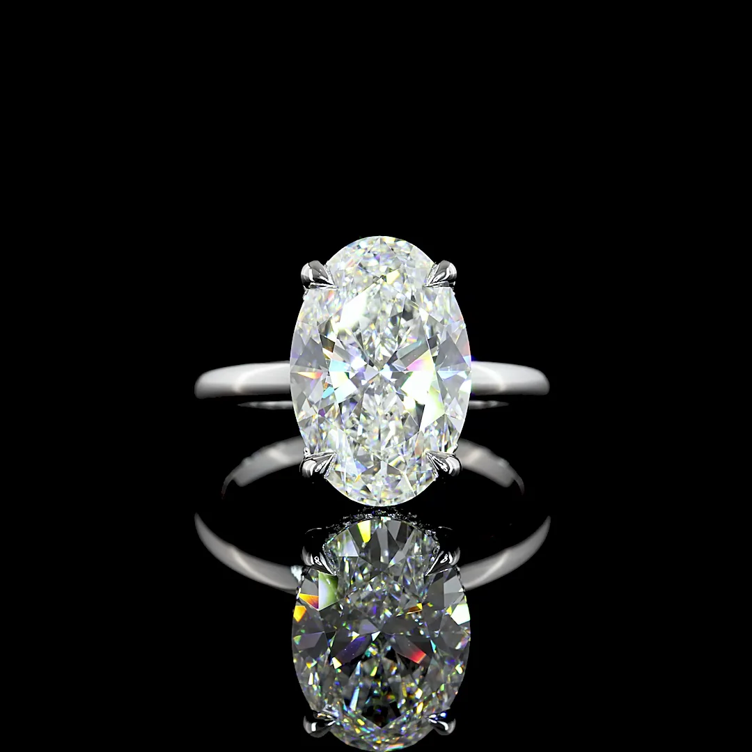5.8 Cts 14k White Gold Oval Shape Hidden Halo Ring