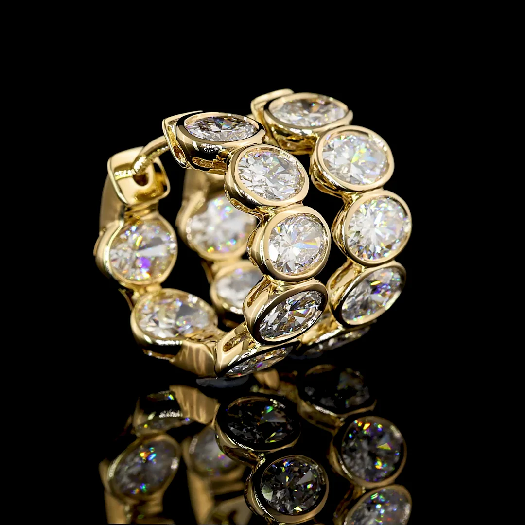 2.34 Cts 14k Yellow Gold Oval Shape Huggies Earring