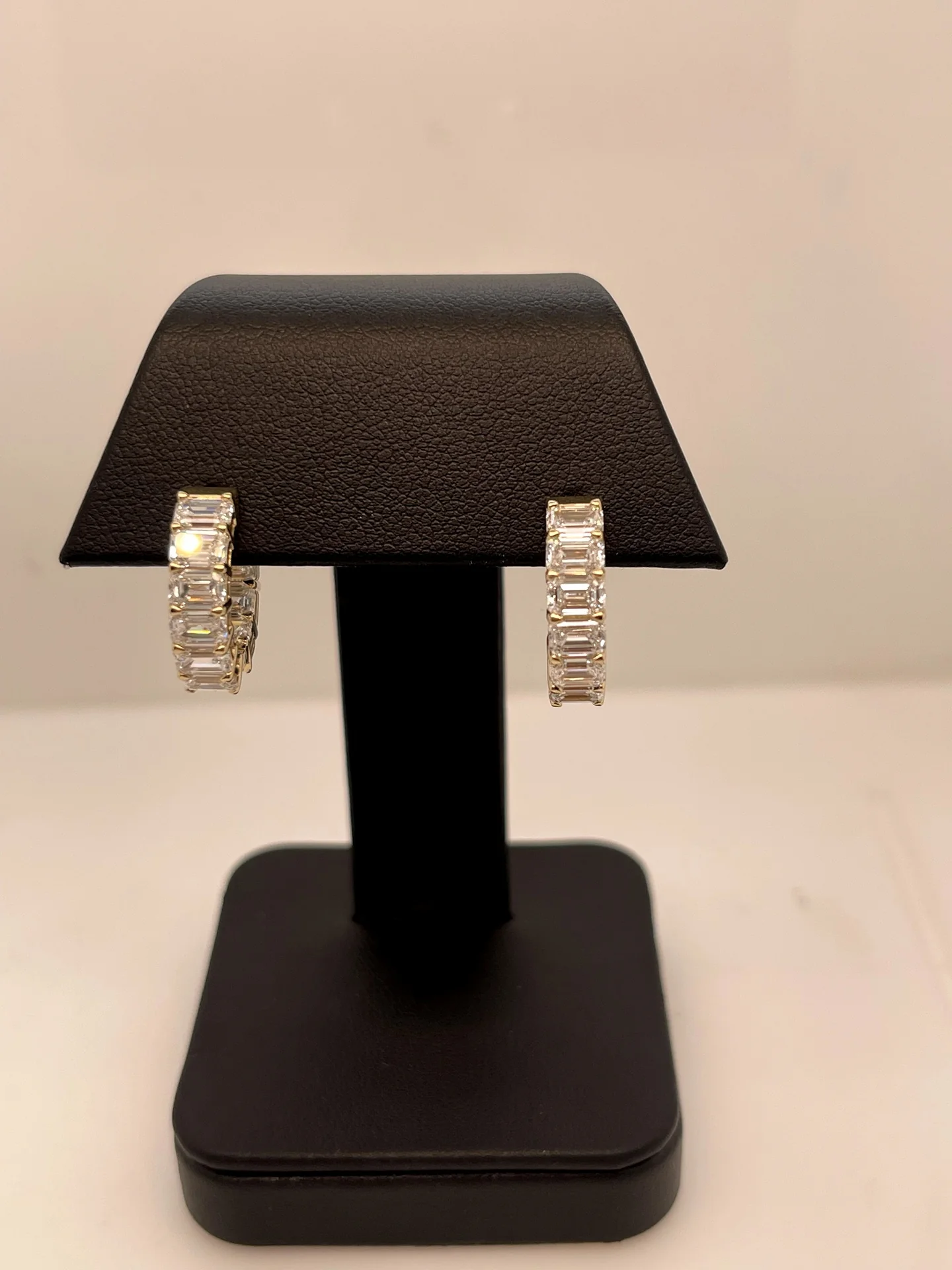 6.77 Cts 14k Yellow Gold Emerald Shape Huggies Earring