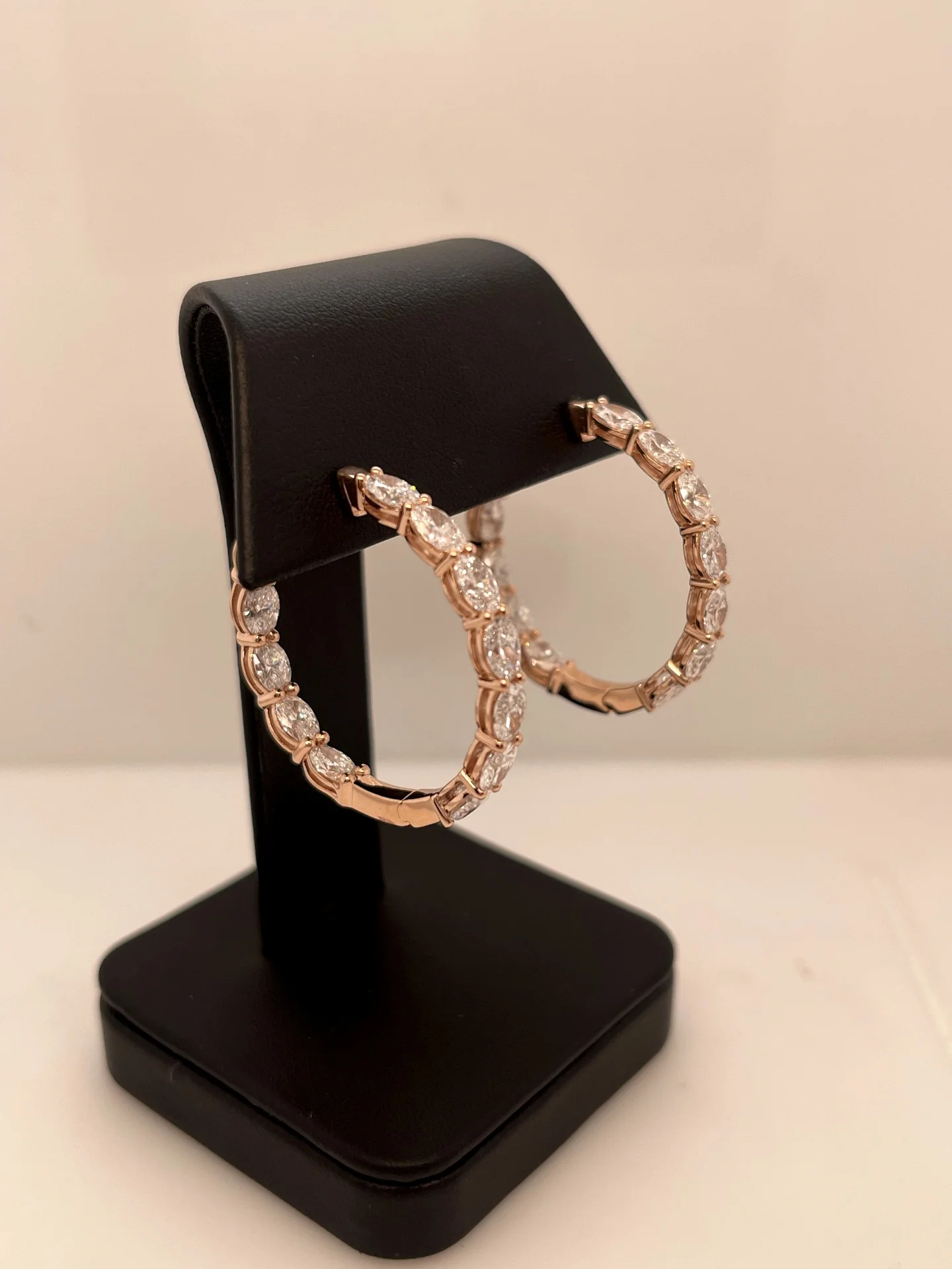 7.52 Cts 14k Rose Gold Oval Shape Hoops Earring