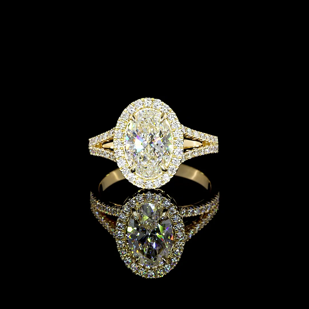 3.68 Cts 14k Yellow Gold Oval Shape Split Shank Ring