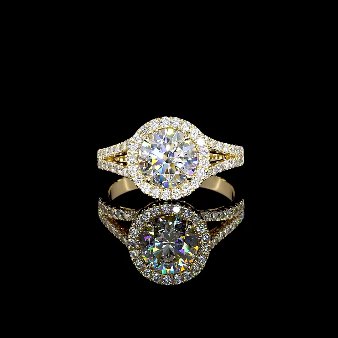 4.96 Cts 14k Yellow Gold Round Shape Split Shank Ring