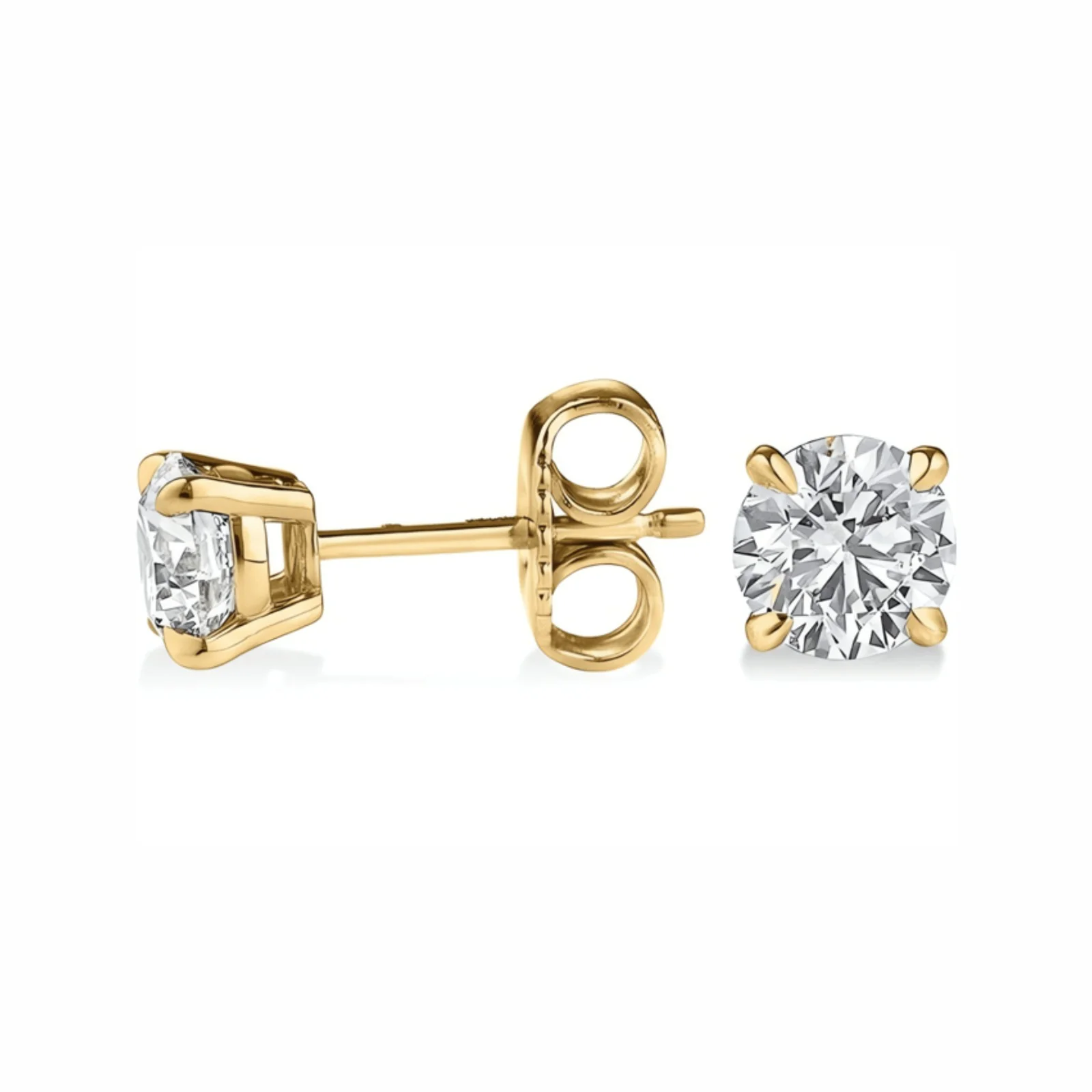 2.03 Cts 18k Yellow Gold Round Shape Studs Earring