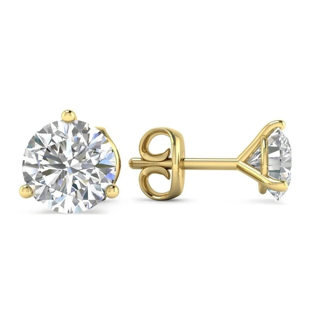 2.01 Cts 18k Yellow Gold Round Shape Martini Earring