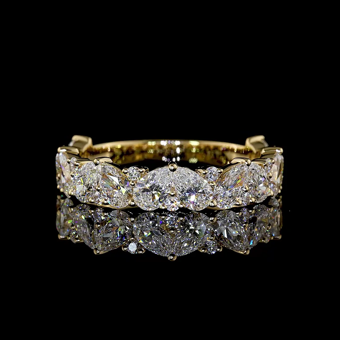 1.94 Cts 14k Yellow Gold Mix Shape 3/4 Band Eternity Band