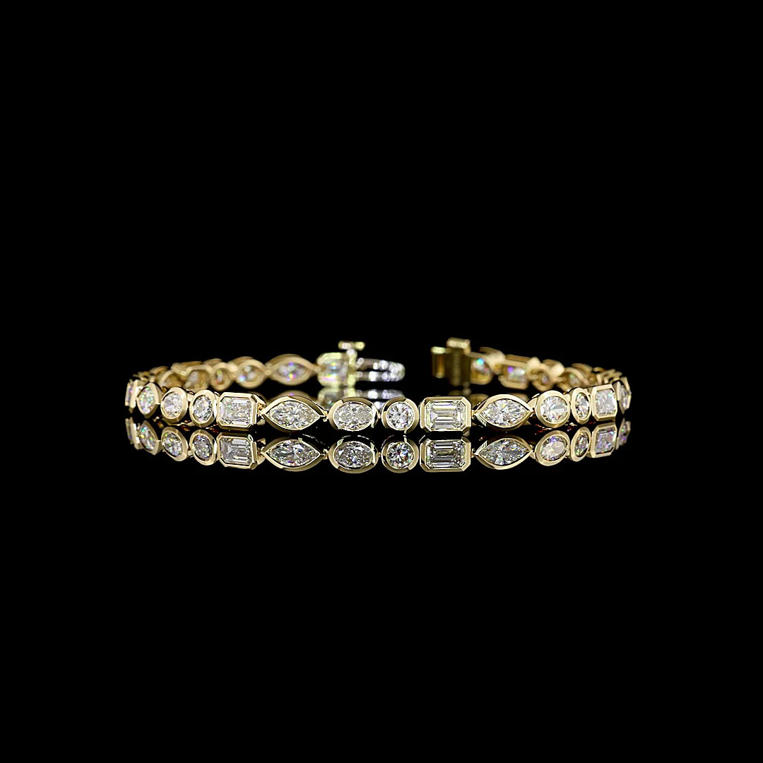 6.58 Cts 14k Yellow Gold Mix Shape Tennis Bracelet