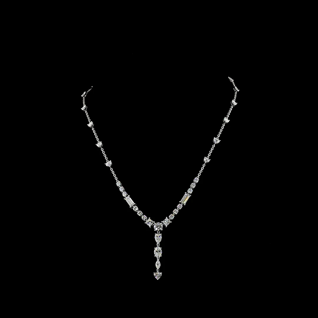9.4 Cts 14k White Gold Mix Shape Special Necklace