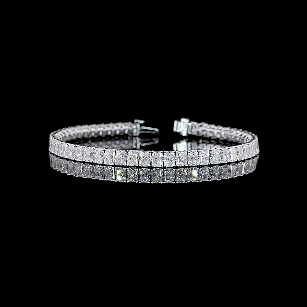 12.37 Cts 14k White Gold Radiant Shape Tennis Bracelet