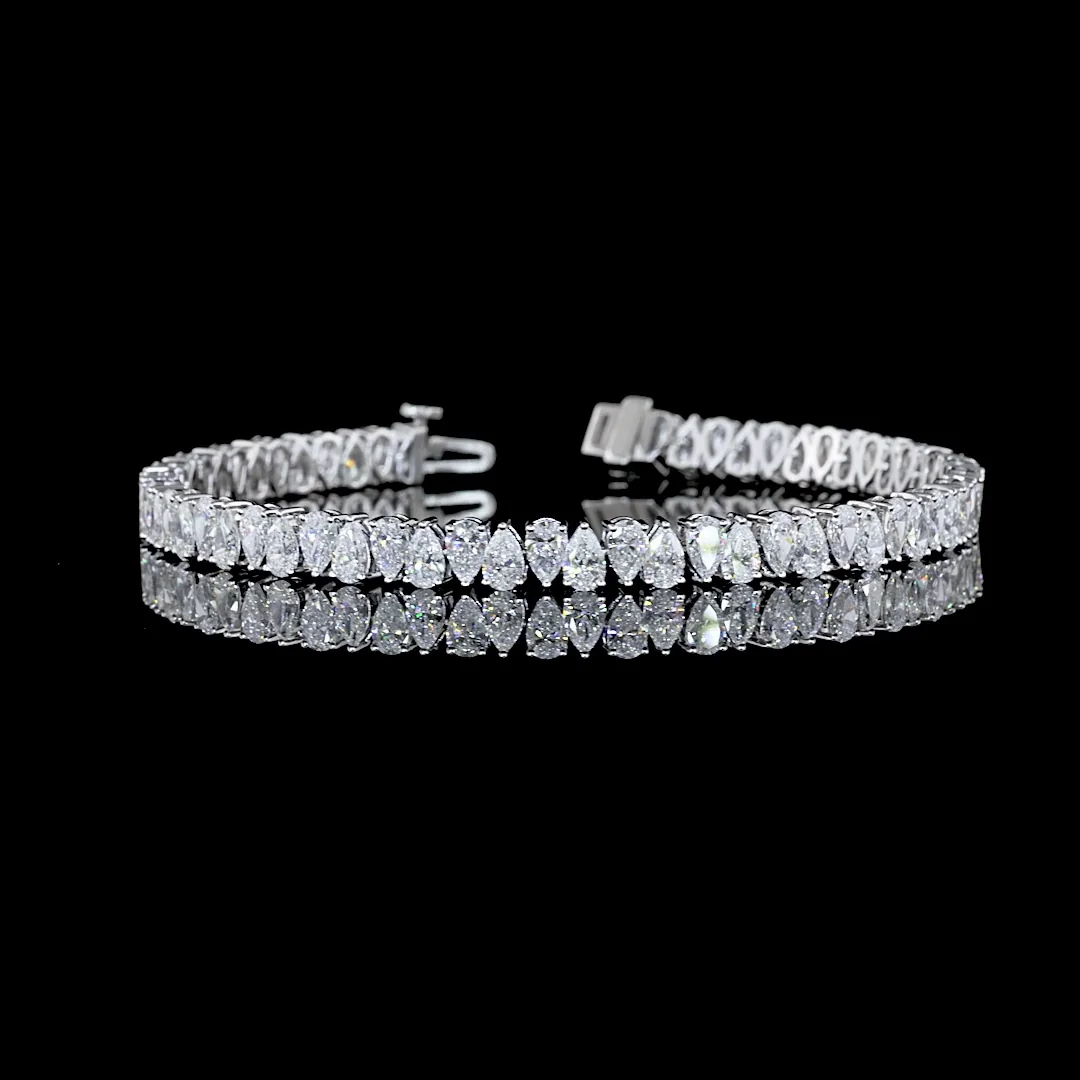 9.19 Cts 14k White Gold Pear Shape Tennis Bracelet