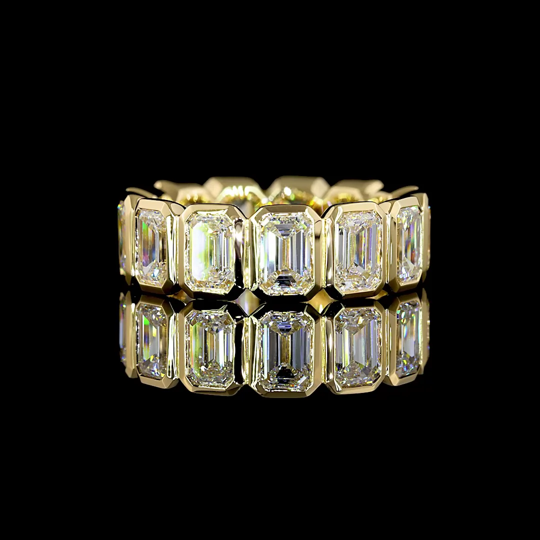 5.42 Cts 14k Yellow Gold Emerald Shape Eternity Band Eternity Band