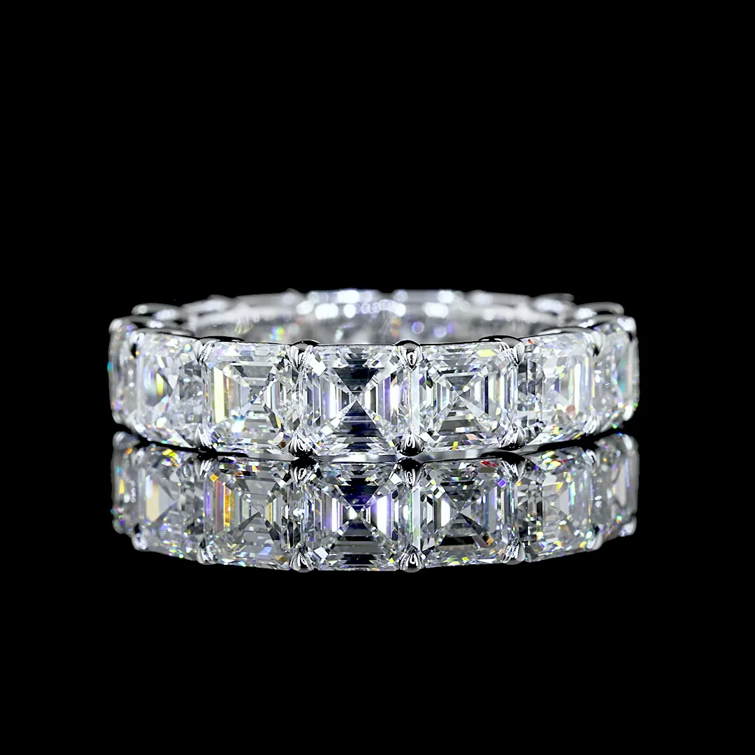 7.03 Cts 14k White Gold Asscher Shape Eternity Band Eternity Band