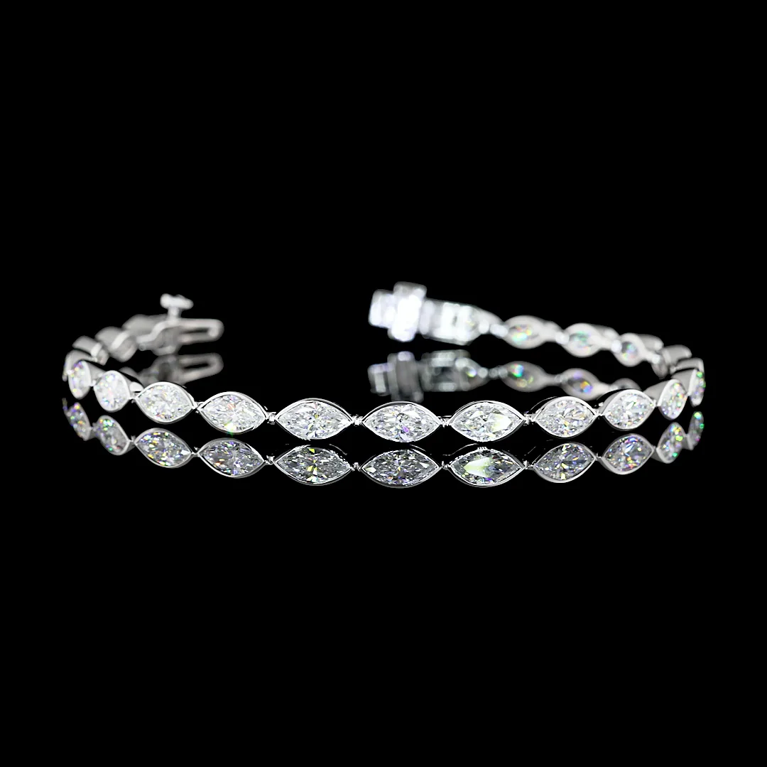 5.67 Cts 14k White Gold Marquise Shape Tennis Bracelet