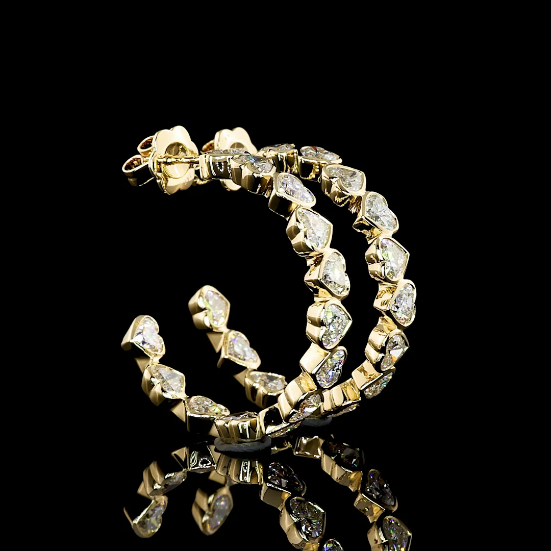 6.62 Cts 14k Yellow Gold Heart Shape C Hoops Earring