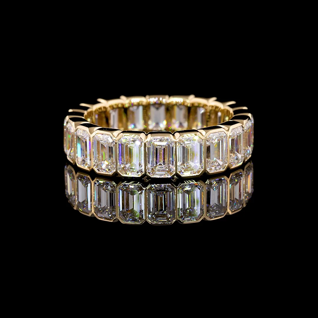 5.02 Cts 14k Yellow Gold Emerald Shape Eternity Band Eternity Band