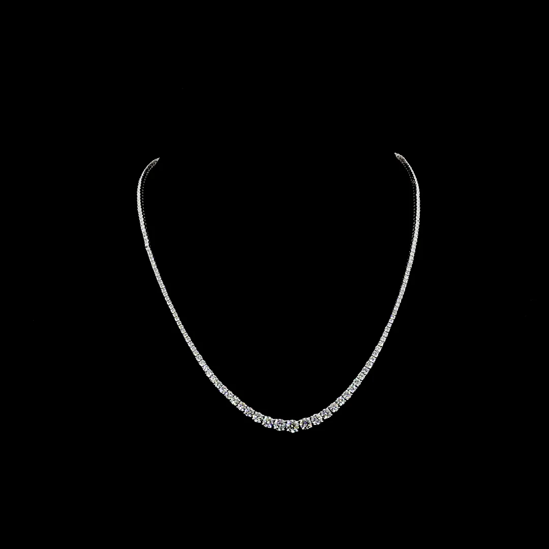 7.15 Cts 14k White Gold Round Shape Riviera Necklace