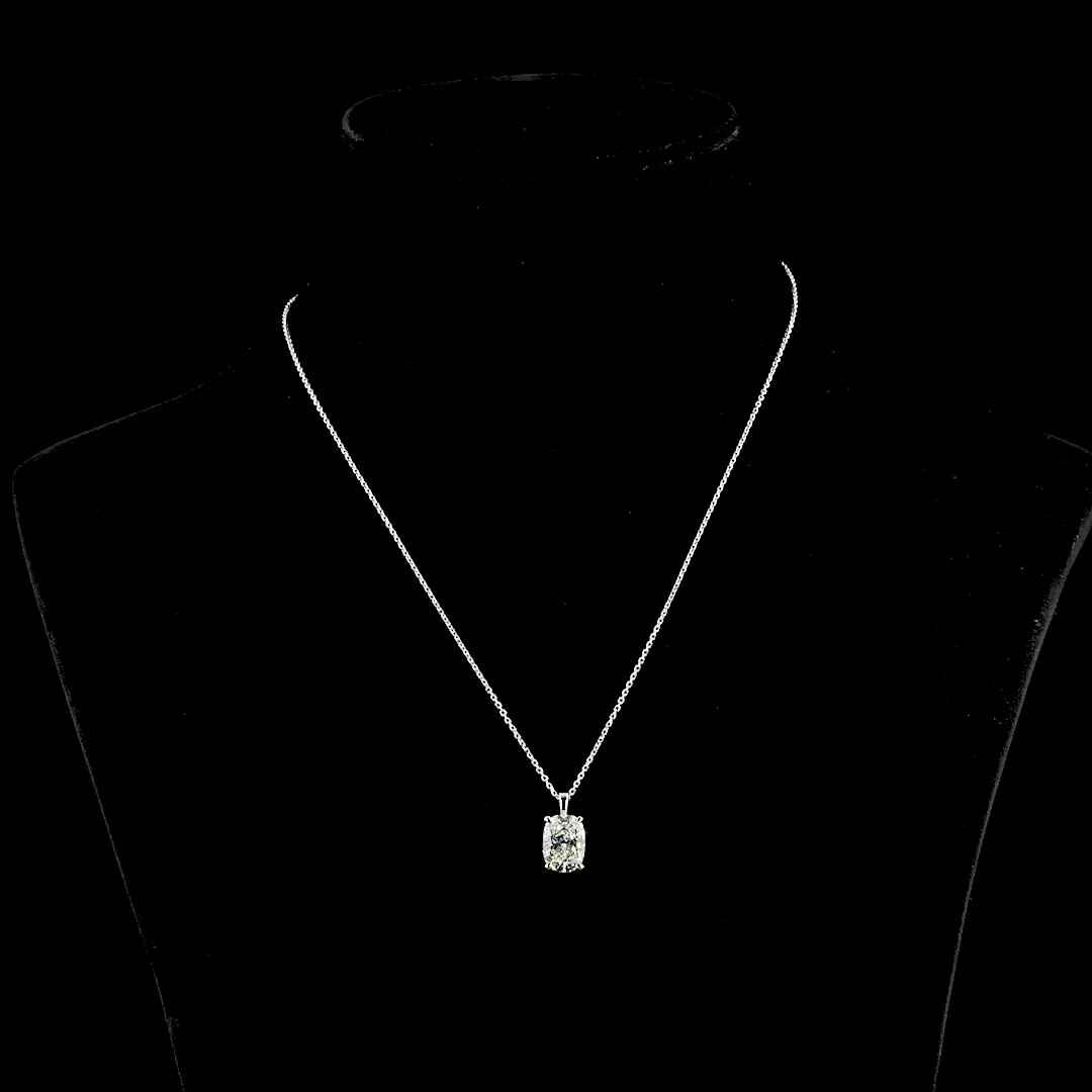 3 Cts 14k White Gold Cushion Brilliant Shape Solitaire Pendant