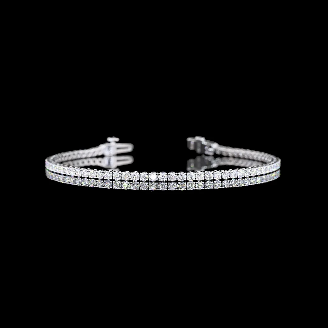 3.64 Cts 14k White Gold Round Shape Tennis Bracelet
