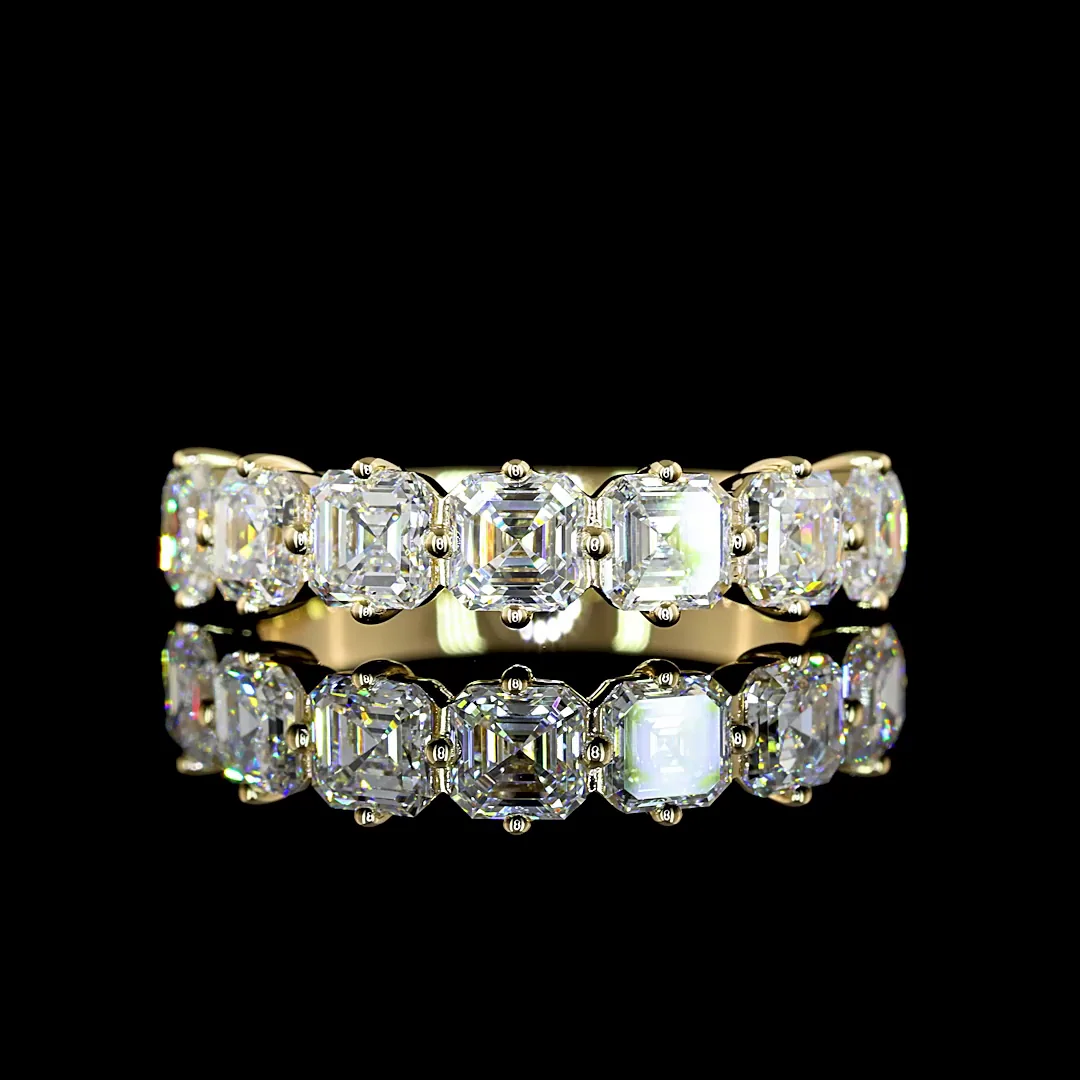 2.19 Cts 14k Yellow Gold Asscher Shape 7 Stones Eternity Band
