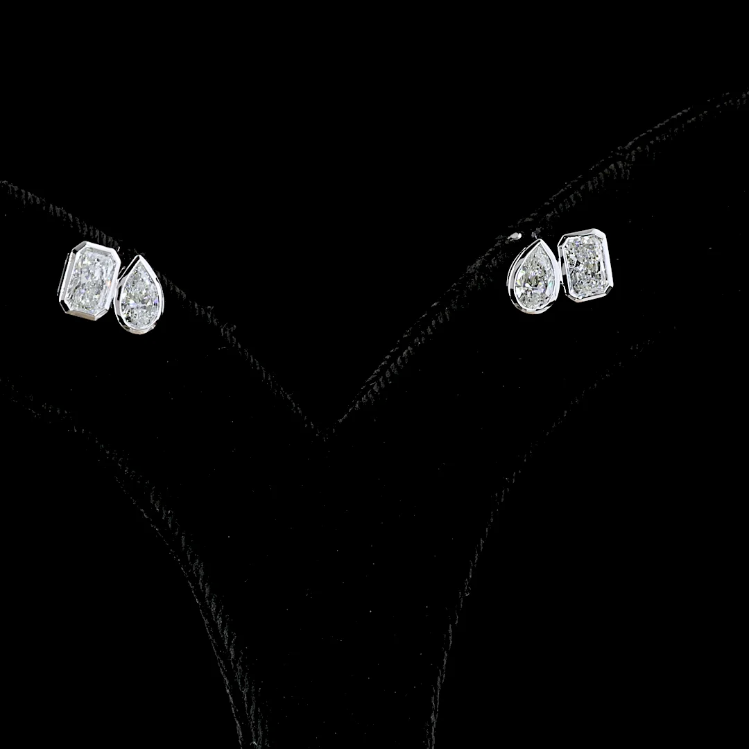 1.7 Cts 14k White Gold Mix Shape Studs Earring