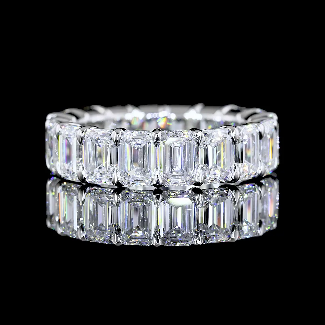 6.89 Cts Platinum Emerald Shape Eternity Band Eternity Band