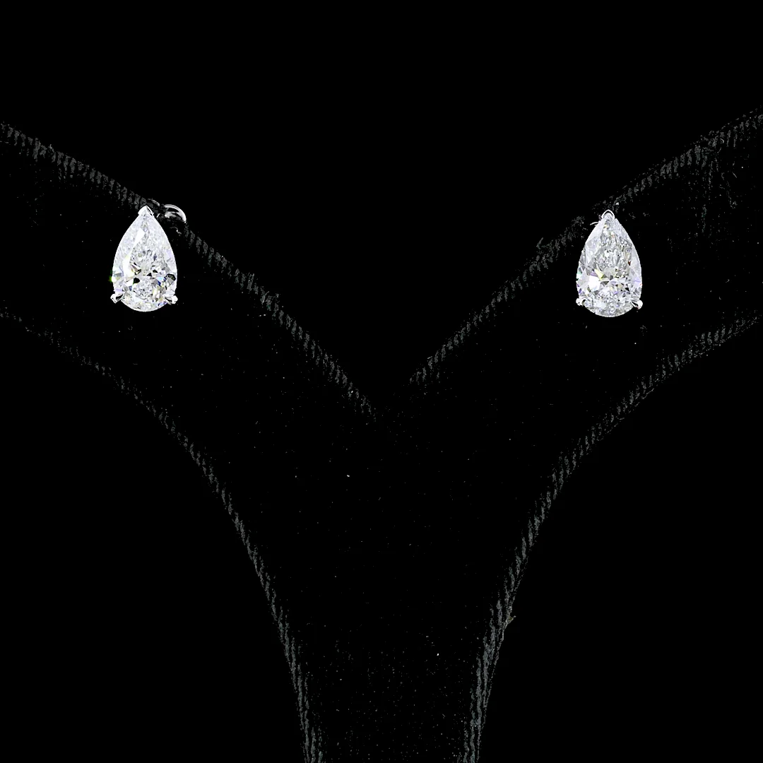 2.45 Cts 14k White Gold Pear Shape Studs Earring