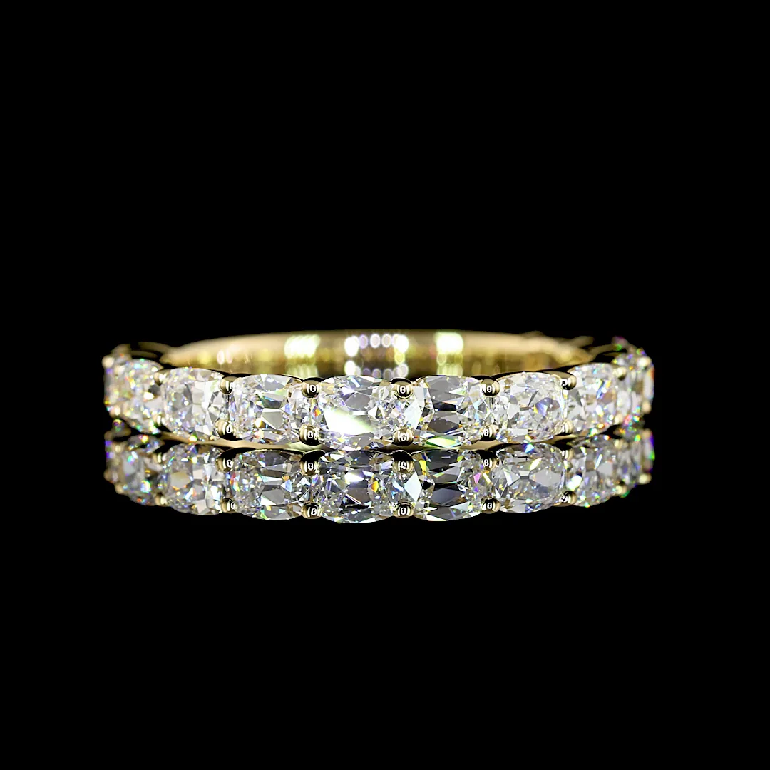 1.38 Cts 14k Yellow Gold Antique Cushion Shape 3/4 Band Eternity Band