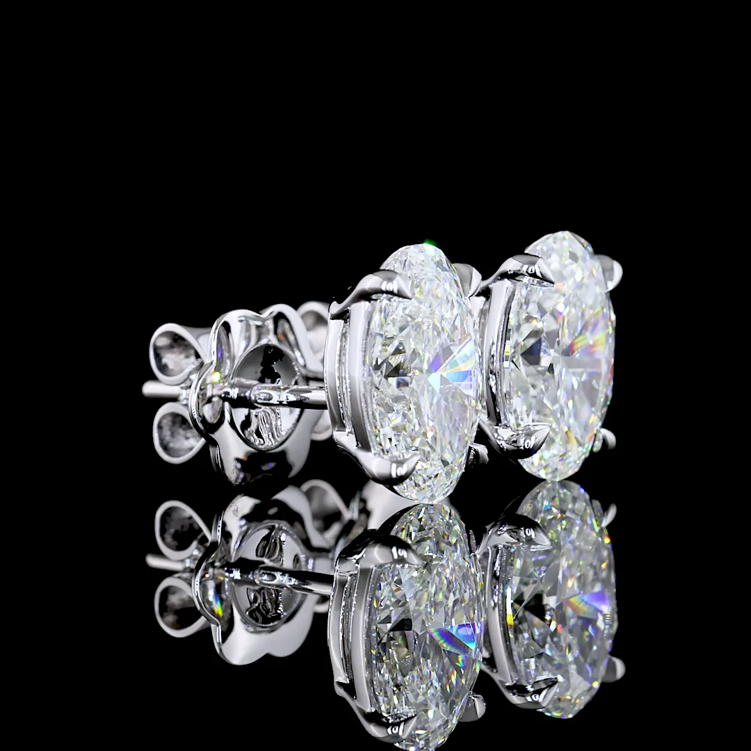 2.55 Cts 14k White Gold Oval Shape Studs Earring