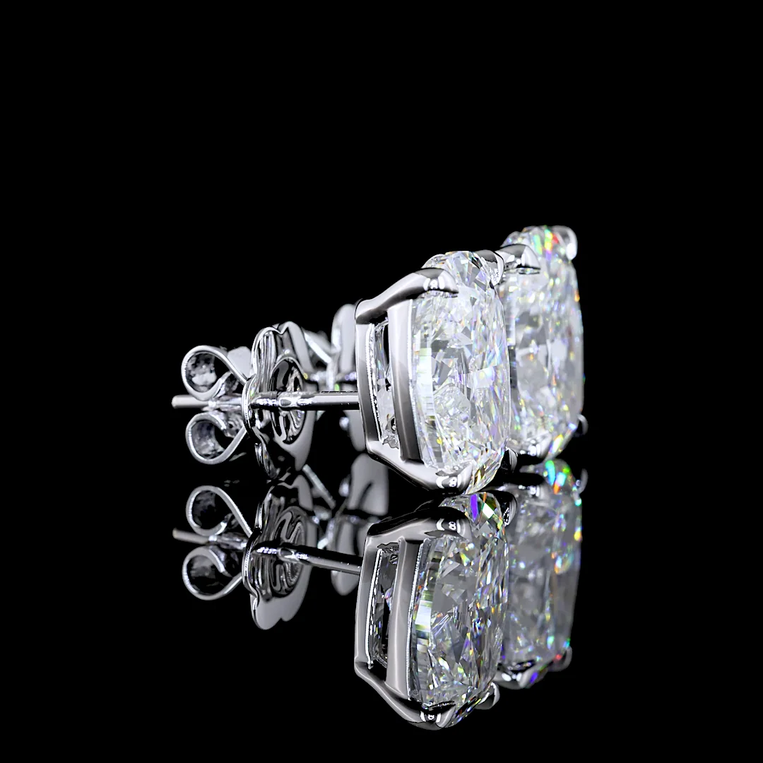 5.47 Cts 14k White Gold Cushion Brilliant Shape Studs Earring