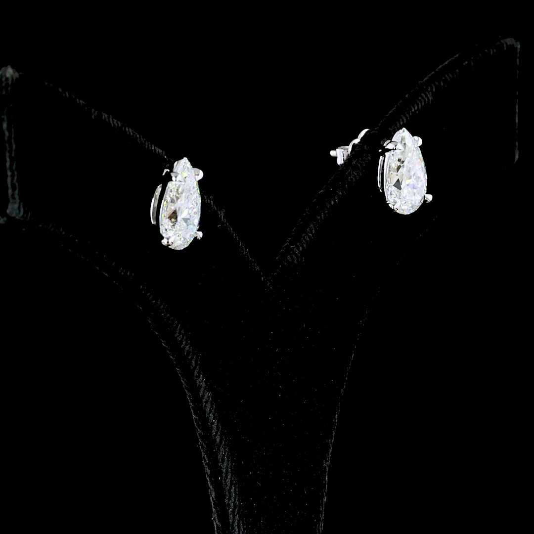 4.57 Cts 14k White Gold Pear Shape Studs Earring
