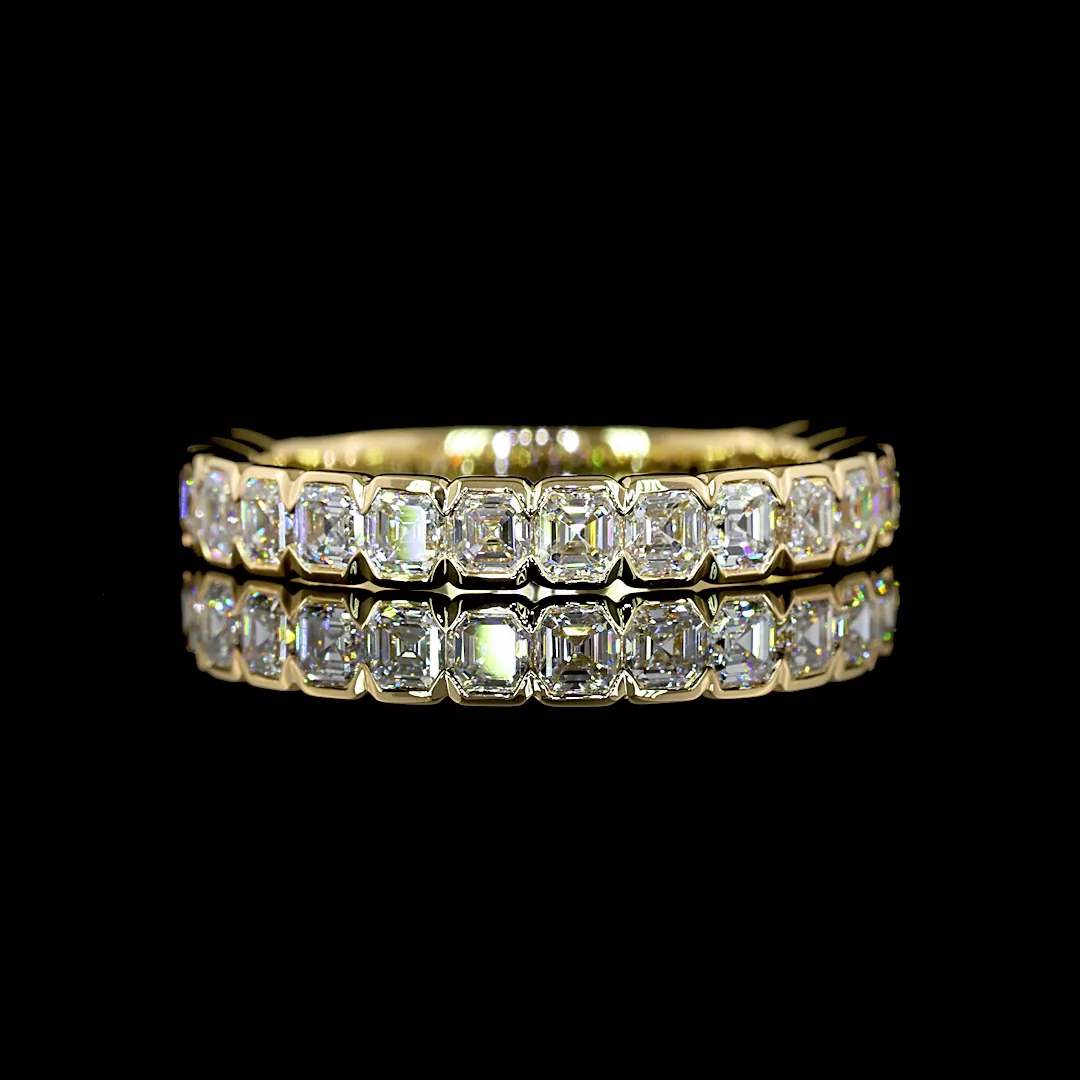 1.54 Cts 14k Yellow Gold Asscher Shape 3/4 Band Eternity Band