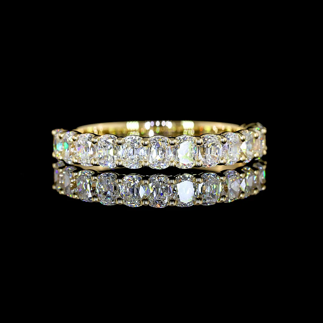 1.21 Cts 14k Yellow Gold Antique Cushion Shape Half Eternity Eternity Band
