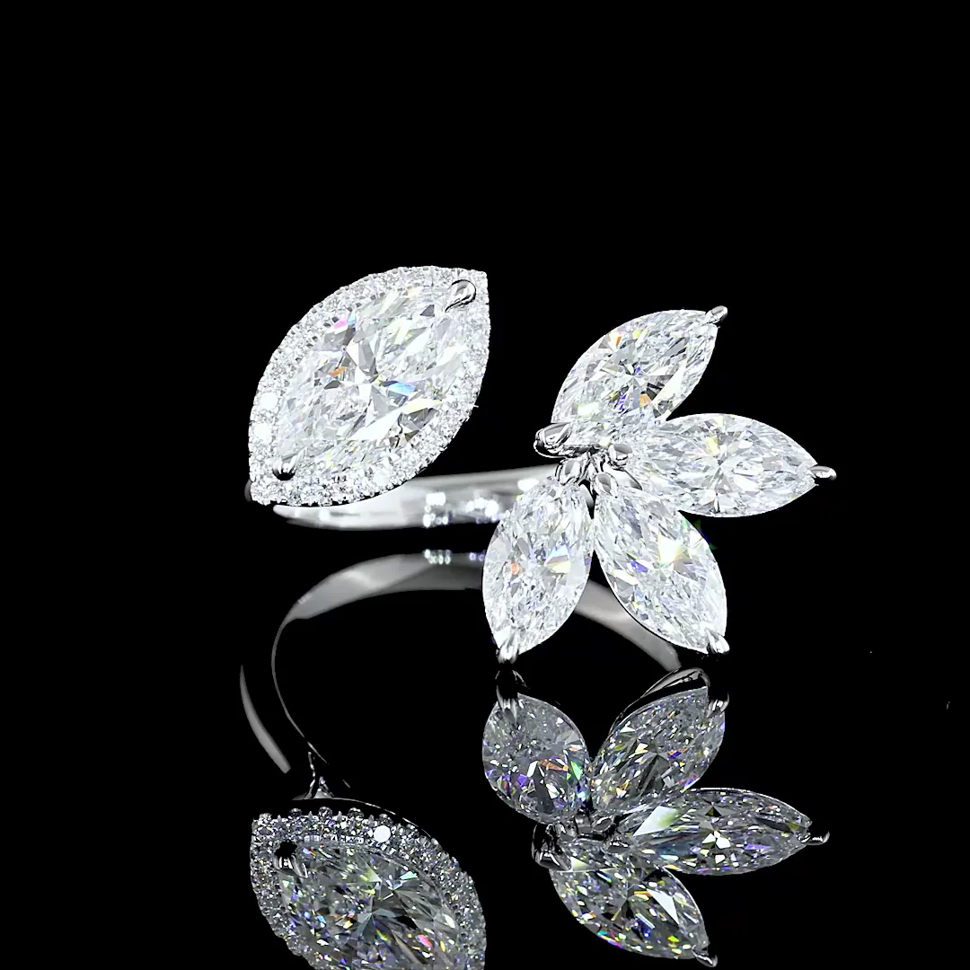 2.94 Cts 14k White Gold Mix Shape Special Ring