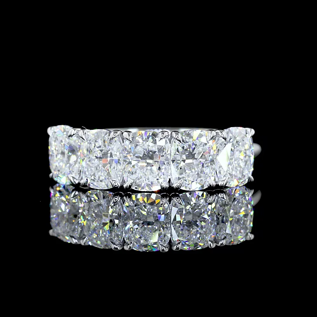 2.52 Cts 14k White Gold Cushion Brilliant Shape 5 Stones Eternity Band
