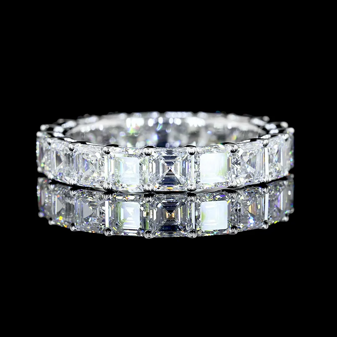 4.28 Cts 14k White Gold Asscher Shape Eternity Band Eternity Band