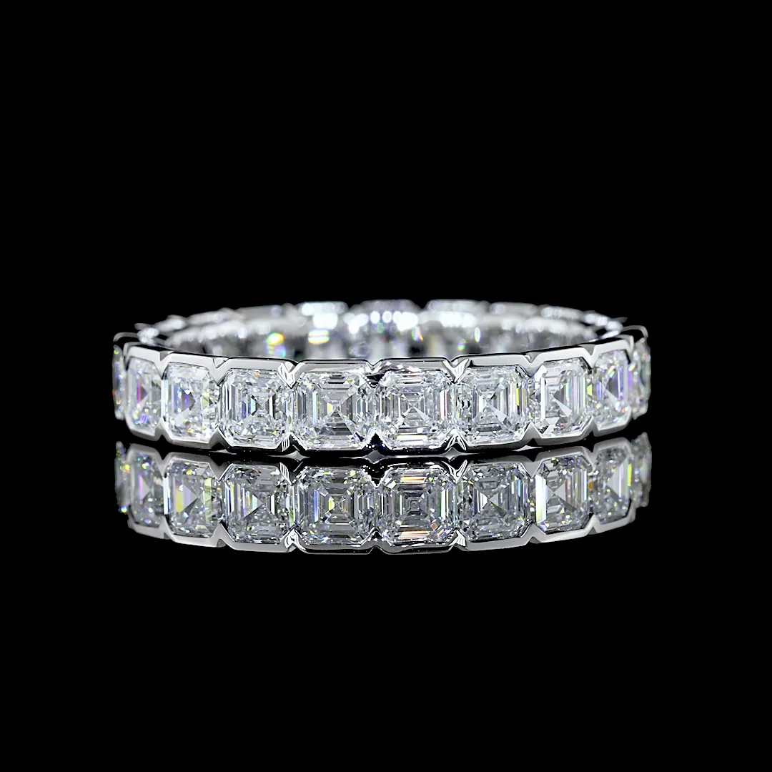 3.09 Cts 14k White Gold Asscher Shape Eternity Band Eternity Band