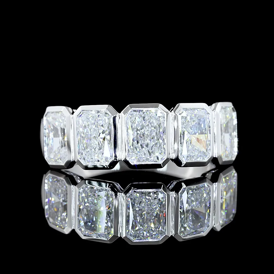 3 Cts 14k White Gold Radiant Shape 5 Stones Eternity Band