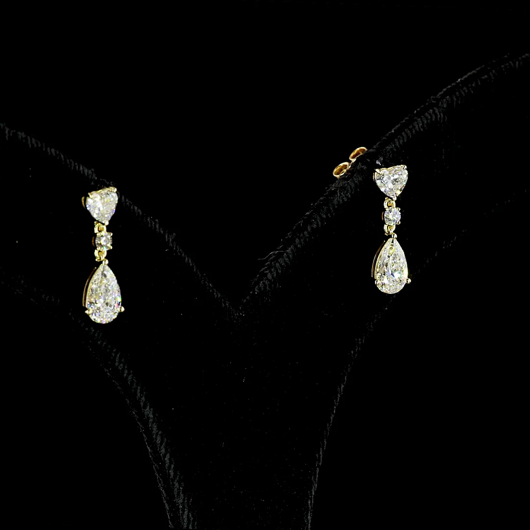 1.64 Cts 14k Yellow Gold Mix Shape Hanging Earring
