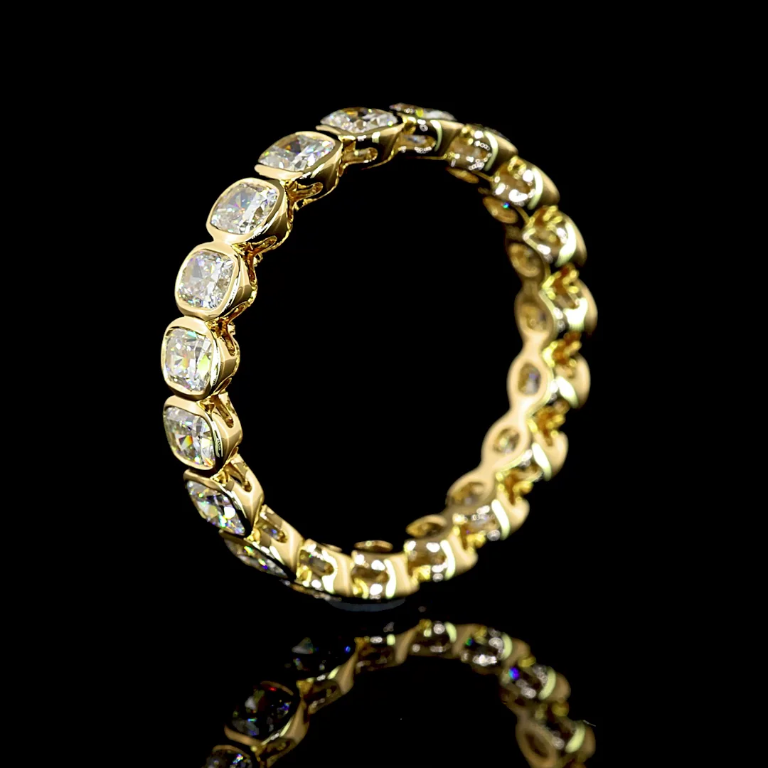 2.32 Cts 14k Yellow Gold Cushion Brilliant Shape Eternity Band Eternity Band
