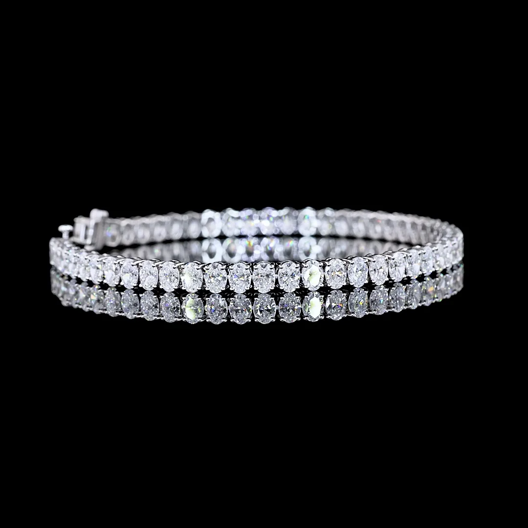 9.23 Cts 14k White Gold Oval Shape Tennis Bracelet