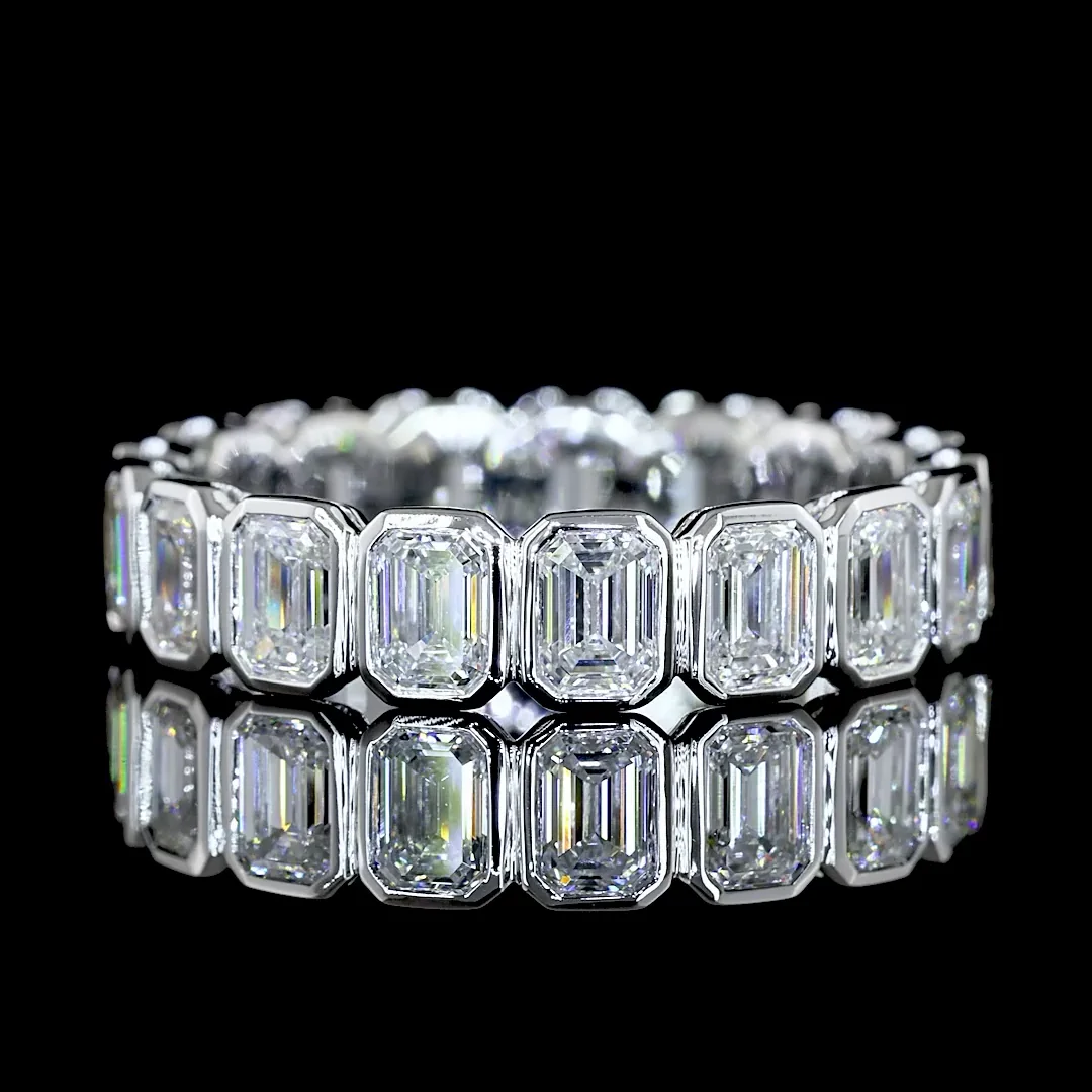 2.83 Cts 14k White Gold Emerald Shape Eternity Band Eternity Band